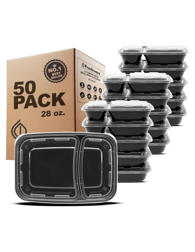 Contenedores de Preparación de Comidas Freshware 50 Piezas 28 oz