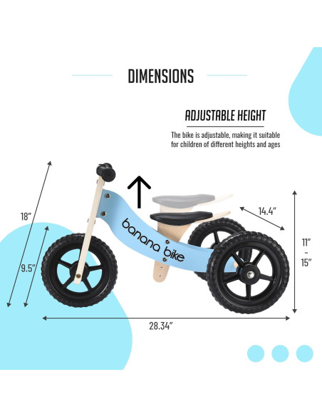 Bicicleta de Equilibrio de Madera Banana Bike Azul 72cm Bicicleta de Equilibrio de Madera Banana Bike Azul 72cm