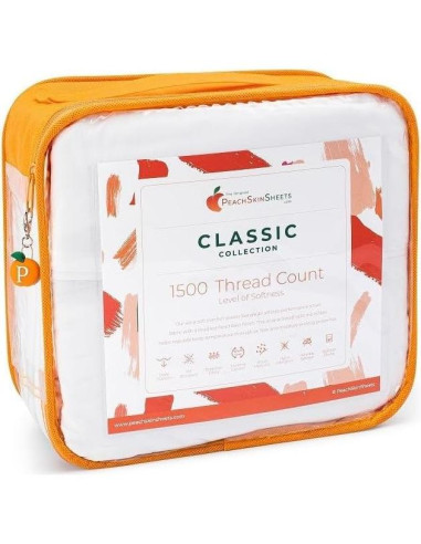 Juego de Sábanas Twin XL PeachSkinSheets Almond Ivory 3 Piezas