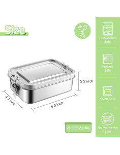 Caja Bento de Acero Inoxidable TeamFar 850ml con Divisores 2