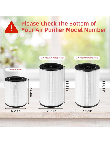 Filtro de Reemplazo AP-T40FL y AP-T45 para Purificador Homedics - Paquete de 2