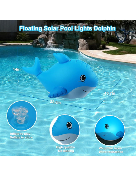 Luces Flotantes de Piscina Solares Delfín IP68 - 2 Piezas Luces Flotantes de Piscina Solares Delfín IP68 - 2 Piezas