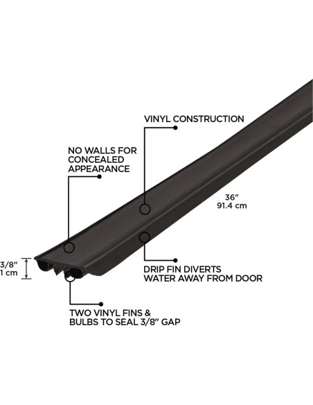 Sello de Puerta Bajo M-D 91.44 cm Vinilo Marrón Aislante Sello de Puerta Bajo M-D 91.44 cm Vinilo Marrón Aislante