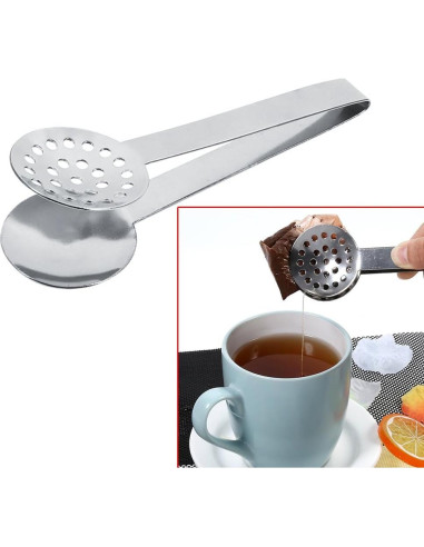 Pinzas Exprimidor de Bolsas de Té Acero Inoxidable 2 Piezas