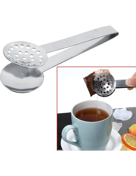 Pinzas Exprimidor de Bolsas de Té Acero Inoxidable 2 Piezas Pinzas Exprimidor de Bolsas de Té Acero Inoxidable 2 Piezas