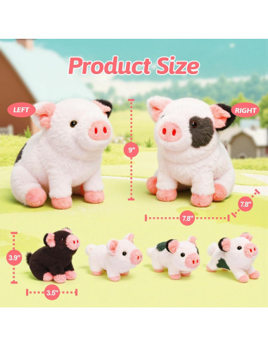 OUOZZZ Cerdo de Peluche con 4 Bebés Ocultos 38 cm