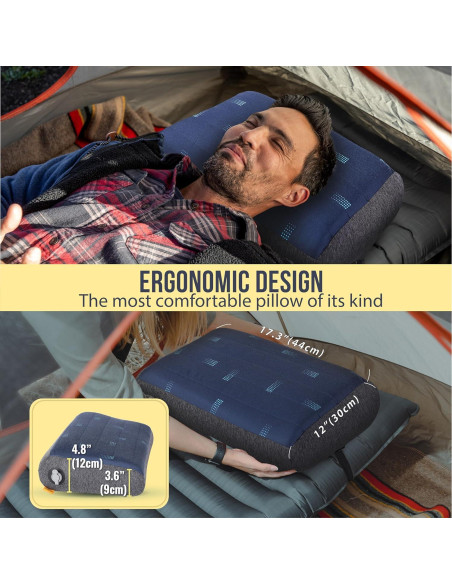 Almohada Inflable de Camping Trekology ALUFT Pro Azul Almohada Inflable de Camping Trekology ALUFT Pro Azul