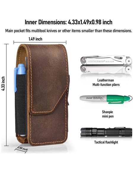 Funda de Cuero Genuino SOGCASE para Multiherramientas - Cierre Magnético Funda de Cuero Genuino SOGCASE para Multiherramientas - Cierre Magnético