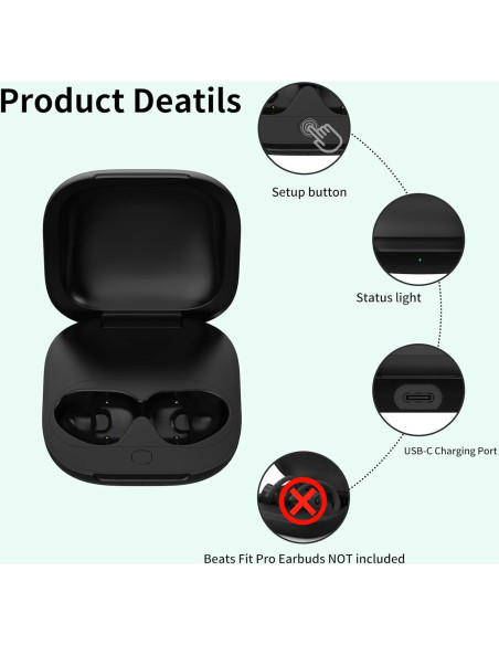 Estuche de Carga USB-C Donatof para Beats Fit Pro Negro Estuche de Carga USB-C Donatof para Beats Fit Pro Negro