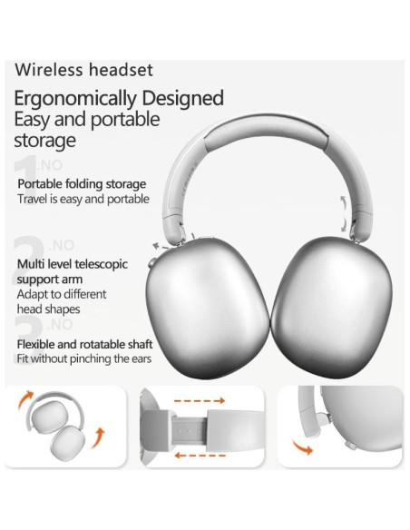 Auriculares Inalámbricos Bluetooth MAX XP-1, 36H Reproducción, Gris Auriculares Inalámbricos Bluetooth MAX XP-1, 36H Reproducción, Gris