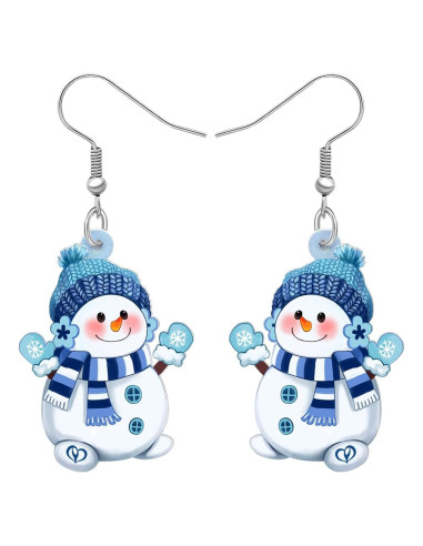 Pendientes de Muñeco de Nieve SHIGIE Joyería Azul 31x21mm