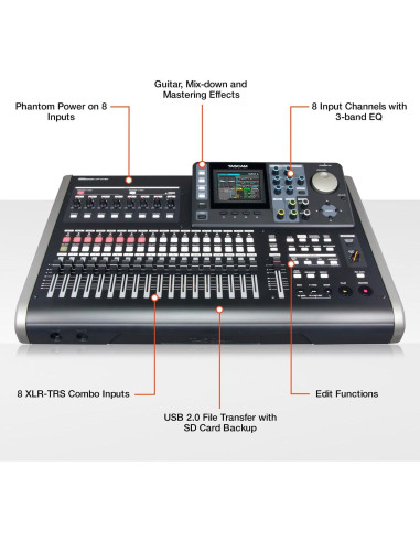 Grabadora de Audio Digital Tascam DP-24SD 24 Canales 8 Entradas XLR