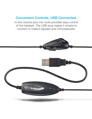 Auricular Mono USB Cyber Acoustics AC-840 con Micrófono y Cancelación de Ruido