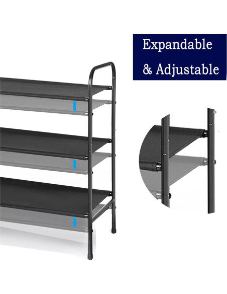 Estante para Zapatos MAX Houser 3 Niveles Negro Ajustable Estante para Zapatos MAX Houser 3 Niveles Negro Ajustable