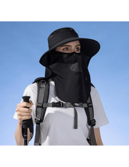 Sombrero de Sol HUAMULAN con Protección UV y Máscara Facial Sombrero de Sol HUAMULAN con Protección UV y Máscara Facial