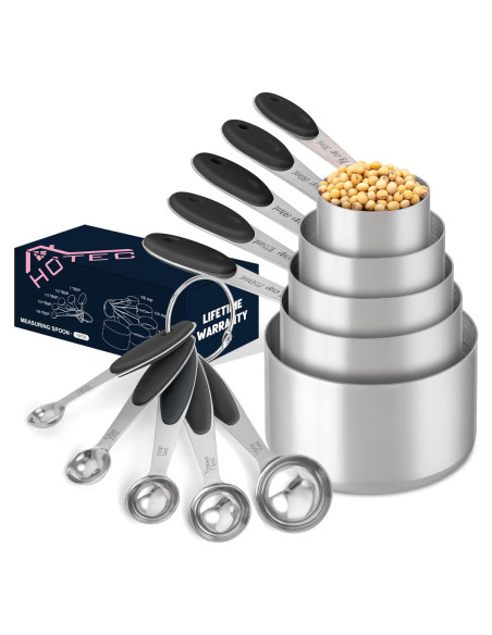 Juego de Tazas y Cucharas Medidoras HOTEC 10 Piezas Acero Inoxidable Juego de Tazas y Cucharas Medidoras HOTEC 10 Piezas Acero Inoxidable