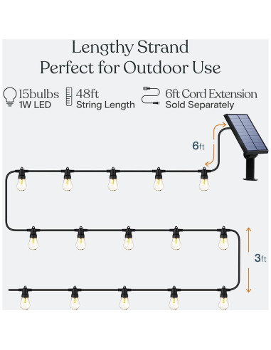 Luces de Cadena LED Solares Brightech 15 Bombillas 48 Pies