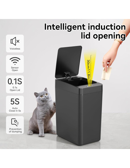 Cubo de Basura Automático Kaylowe 9.84L Negro Sensor Infrarrojo Cubo de Basura Automático Kaylowe 9.84L Negro Sensor Infrarrojo