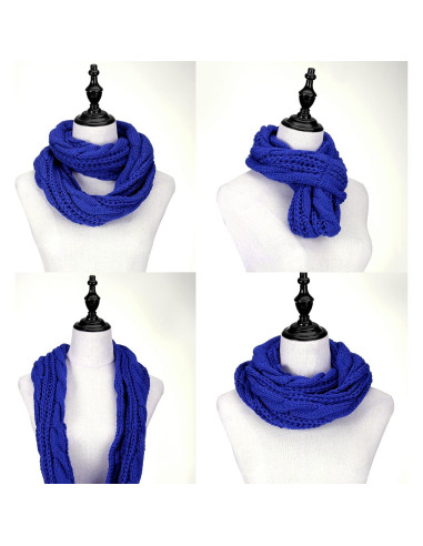 Bufanda Infinita de Invierno para Mujeres - Azul Cálida y Suave