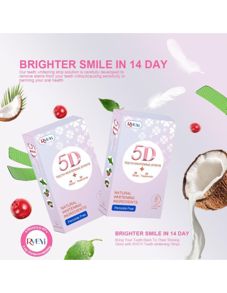 Tiras Blanqueadoras de Dientes RVEYi Sin Peróxido 48 Unidades Tiras Blanqueadoras de Dientes RVEYi Sin Peróxido 48 Unidades