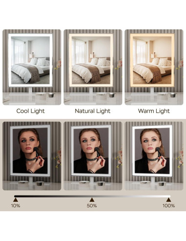 Espejo de Maquillaje Iluminado AUATZ 34.3 cm Dimmable 10X