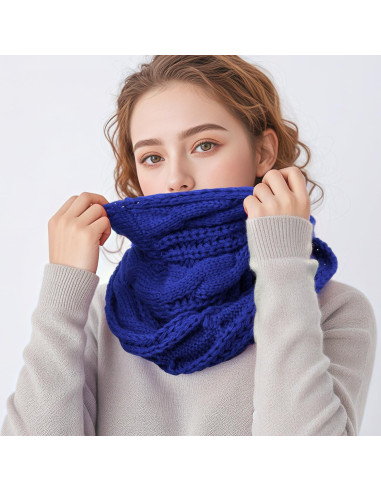 Bufanda Infinita de Invierno para Mujeres - Azul Cálida y Suave