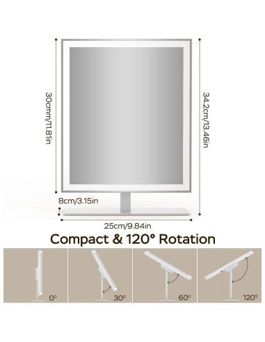 Espejo de Maquillaje Iluminado AUATZ 34.3 cm Dimmable 10X