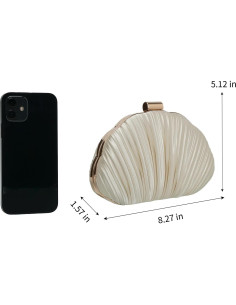 Bolso de mano concha plisada YUHATRG albaricoque 21.5x6.5x13cm 2
