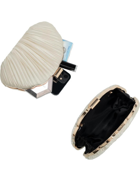 Bolso de mano concha plisada YUHATRG albaricoque 21.5x6.5x13cm Bolso de mano concha plisada YUHATRG albaricoque 21.5x6.5x13cm