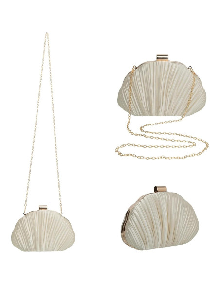 Bolso de mano concha plisada YUHATRG albaricoque 21.5x6.5x13cm Bolso de mano concha plisada YUHATRG albaricoque 21.5x6.5x13cm