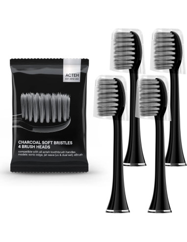 Cabezas de cepillo de dientes Acteh de bambú con carbón - 4 unidades