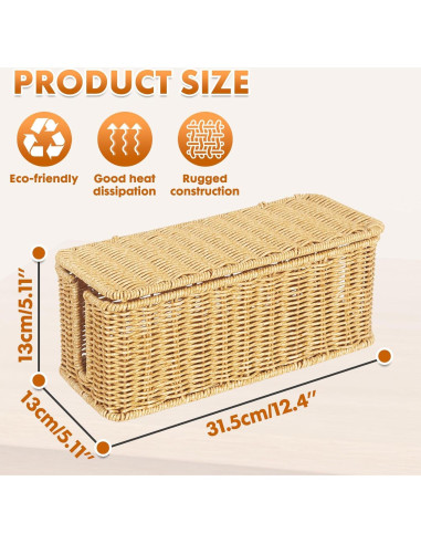 Caja Organizadora de Cables ShellKingdom Rattan Tejida 31.5x13x14cm