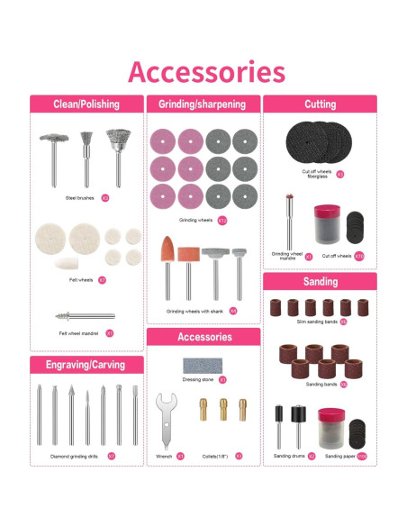 Kit de Accesorios para Herramienta Rotativa HARDELL 227pcs Kit de Accesorios para Herramienta Rotativa HARDELL 227pcs