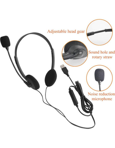 Auriculares USB CALIDAKA con Micrófono, Livianos y Ajustables