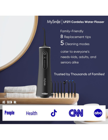 Irrigador Dental Inalámbrico MySmile LP211 Recargable 5 Modos