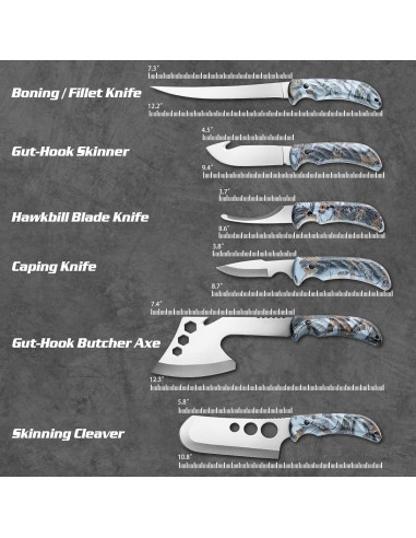 Conjunto de Cuchillos de Caza KNINE OUTDOORS 12 Piezas