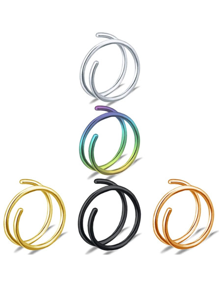 Aro de Nariz Doble Acero Inoxidable 18g Espiral Unisex Aro de Nariz Doble Acero Inoxidable 18g Espiral Unisex