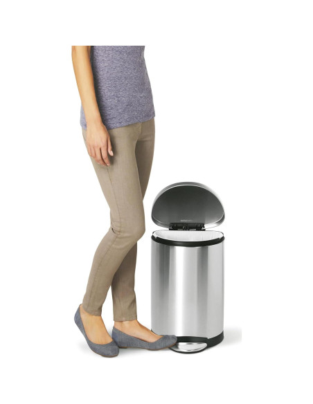 Basurero Semi-Round 10L simplehuman Acero Inoxidable Cepillado Basurero Semi-Round 10L simplehuman Acero Inoxidable Cepillado