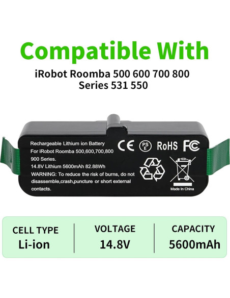 Batería de ion de litio 5600mAh Fanhua para iRobot Roomba Batería de ion de litio 5600mAh Fanhua para iRobot Roomba