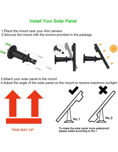 Panel Solar iTODOS para Cámaras Arlo Pro y Pro2 - 3 Paquete, 2600mAh