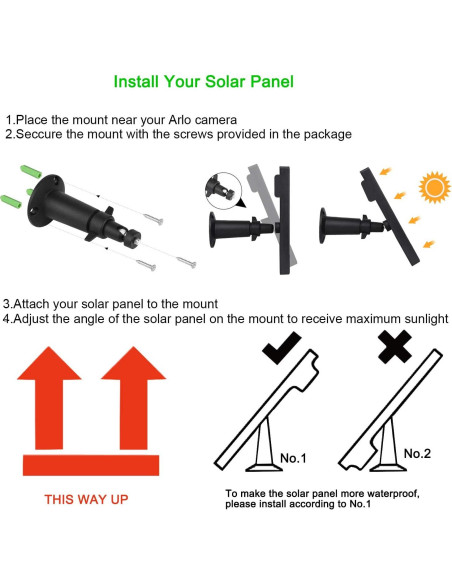 Panel Solar iTODOS para Cámaras Arlo Pro y Pro2 - 3 Paquete, 2600mAh Panel Solar iTODOS para Cámaras Arlo Pro y Pro2 - 3 Paquete, 2600mAh