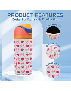 Funda Neopreno Amintiri para Owala Kids 16oz Cereza y Fresa 2