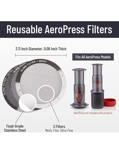 Juego de Filtros Reutilizables Slimm Filter - 3 Piezas Acero Inoxidable