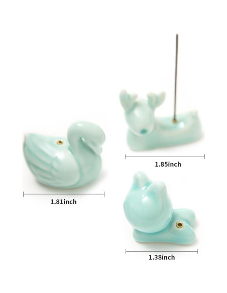Juego de 3 Soportes de Incienso Cerámica Oavand Gato Cisne Ciervo Juego de 3 Soportes de Incienso Cerámica Oavand Gato Cisne Ciervo