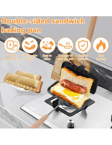 Prensa para Sándwich Qivine, Tostadora Doble Cara Antiadherente