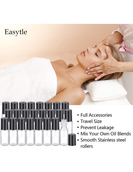 Easytle 96 Botellas de Vidrio con Rodillo 5ml y Accesorios Easytle 96 Botellas de Vidrio con Rodillo 5ml y Accesorios