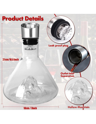 Decantador de vino BOQO 1.8L con filtro de acero inoxidable