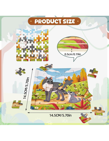 Rompecabezas de Madera Edutree 12 Piezas Animales 15.24 cm