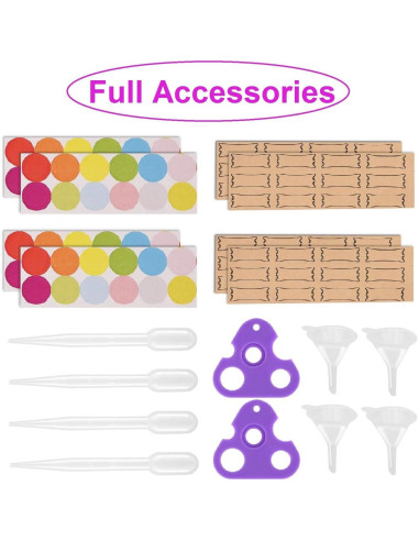Easytle 96 Botellas de Vidrio con Rodillo 5ml y Accesorios