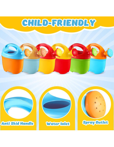 Set de 6 Regaderas de Plástico Lenwen para Niños - Jardín y Playa